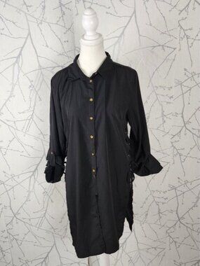 True Destiny Lace Up Side Button Front Shirt Dress